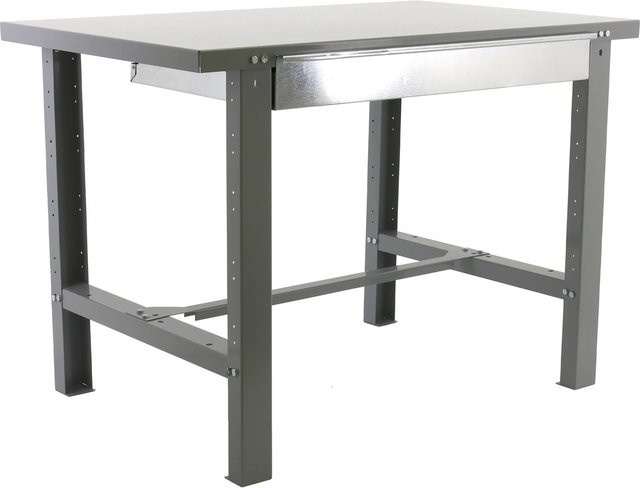 PROREGAL Werkbank Buffalo aus Metall mit Schublade, Grau, H x B x T: 83 x 150 x 73 cm, Traglast 600 kg - Bild 1