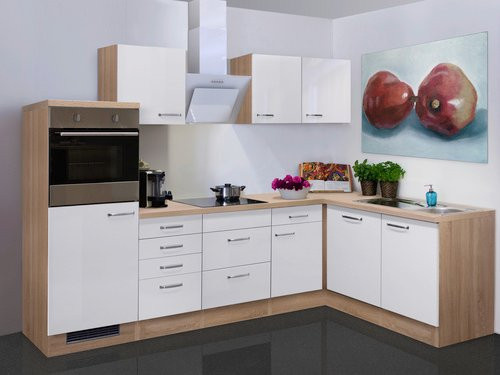 Flex-Well Winkelküche Valero in Weiss Hochglanz mit HPL Arbeitsplatte, B/H/T: 280 x 200 x 60 cm - Bild 1