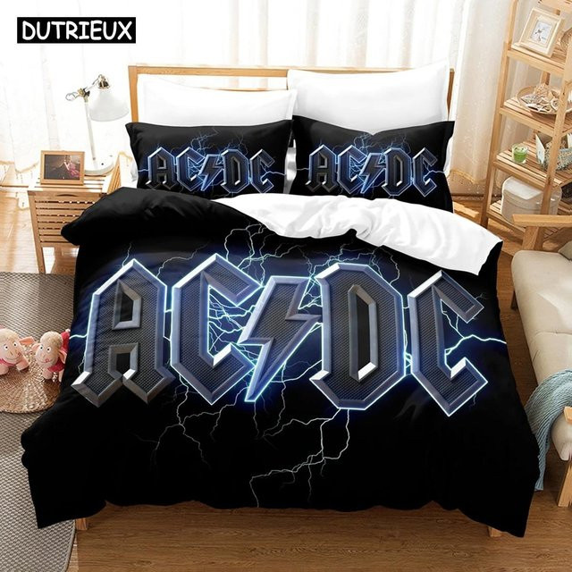 AC/DC Musik Bettwäsche-Set mit Bettbezug und Kissenbezug aus Mikrofaser, B/H: 140 x 210 cm - Bild 1
