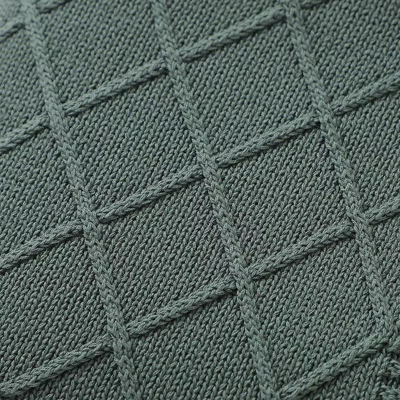 Mimixiong Baby Decke aus Baumwolle, gestrickt, Grün, B/T: 90 x 70 cm - Bild 4