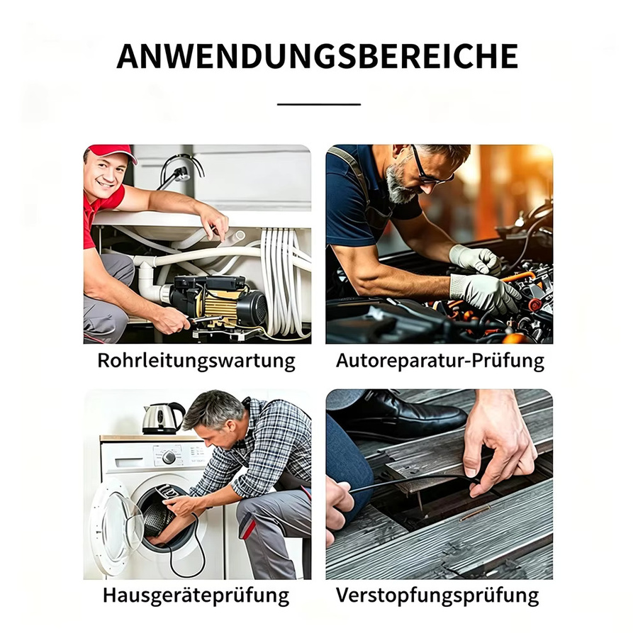 CAKI Industrieendoskop mit 5,0-Zoll-IPS-Bildschirm, HD 1080P Inspektionskamera mit 360° Zwei-Wege-Gelenk, IP67 wasserdicht, halbstarres Kabel und LED-Licht in Schwarz - Bild 6
