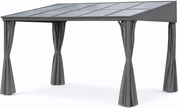 Osoltus Alu Pavillon Toledo Terrassenüberdachung mit Polycarbonat-Hardtop und wasserabweisenden Seitenwänden, Anthrazit, B: 400 cm, T: 300 cm, H: 266 cm