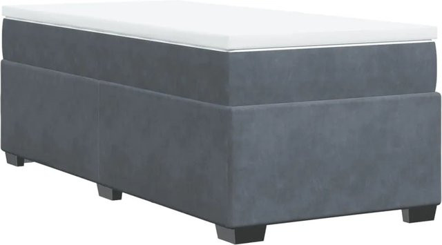 vidaXL Boxspringbett mit Matratze aus Samt in Dunkelgrau, B/T/H: 90 x 200 x 46 cm - Bild 1