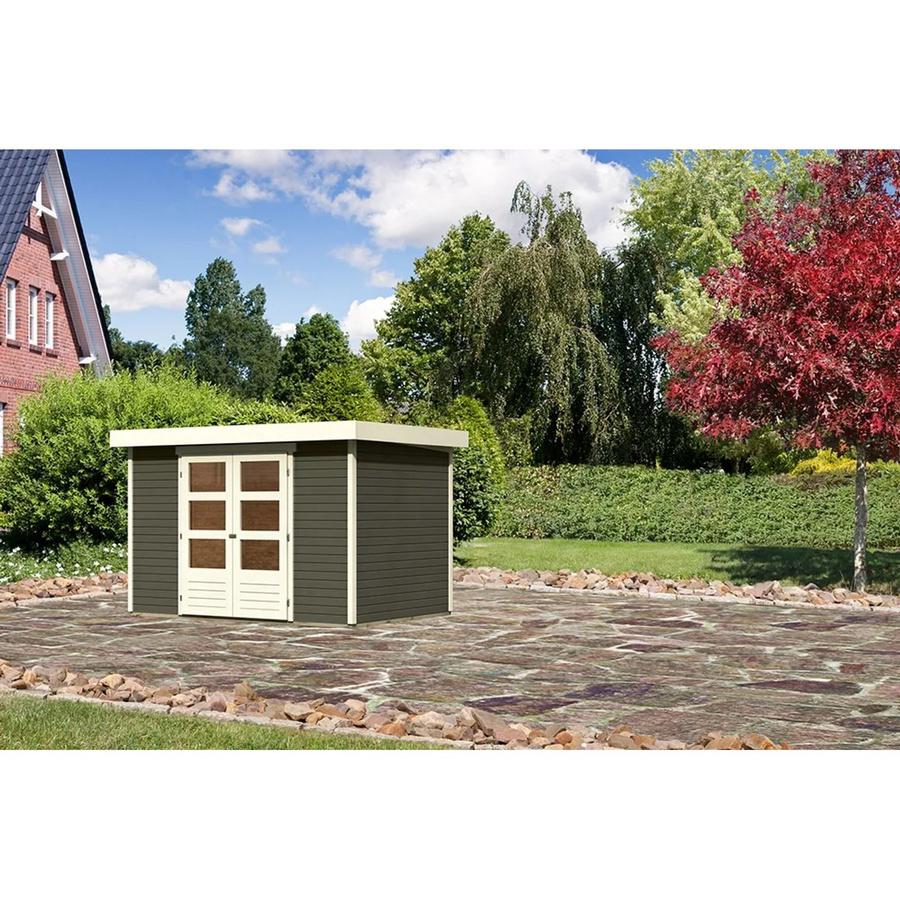 Karibu Holz-Gartenhaus Raala mit Pultdach in Terragrau, modernes Design, B: 298 cm, T: 213 cm, H: 211 cm - Bild 2