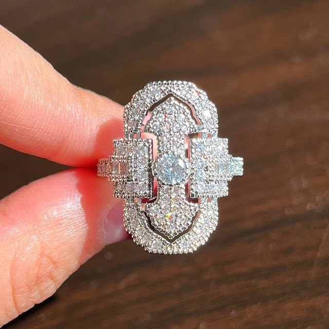 Huitan Eheringe, Silber, Zirkonia, Damen - Bild 1