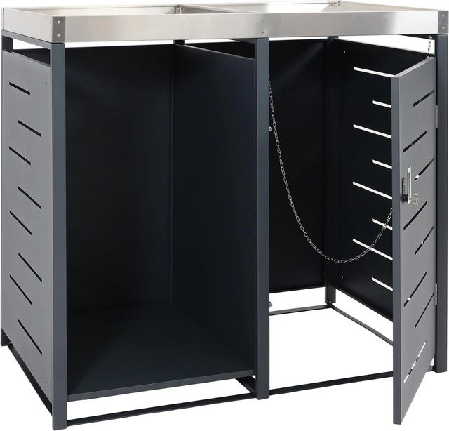MCW Mülltonnenbox mit Brennholzlager H40 in Anthrazit, B/T/H: 125 x 130 x 80 cm - Bild 2