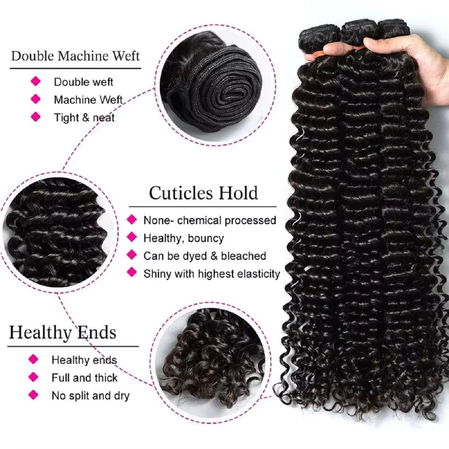 FIUMER Deep Wave Echthaar-Bündel, Virgin Remy Haar, Naturfarbe, Damen - Bild 2