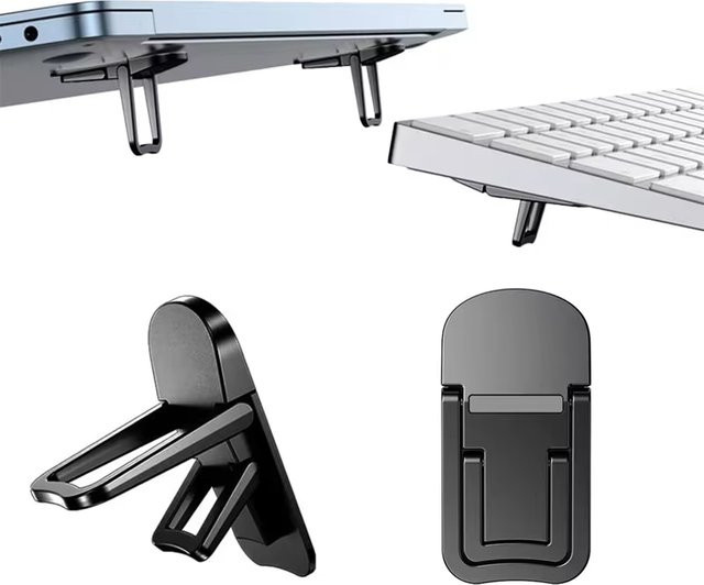 DIXSG Tragbares Laptop-Ständer Set aus 2 Stück, faltbare Computer-Tastaturhalter zur Kühlung, Schwarz und Silber - Bild 1