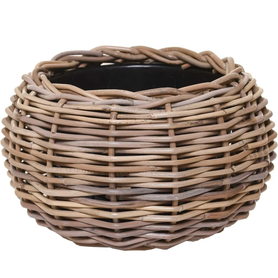 Vivanno Pflanzkorb Palla in Grau im Rattan-Design für Innenbereich, Garten und Terrasse, B/T/H: 29 x 29 x 19 cm - Bild 2
