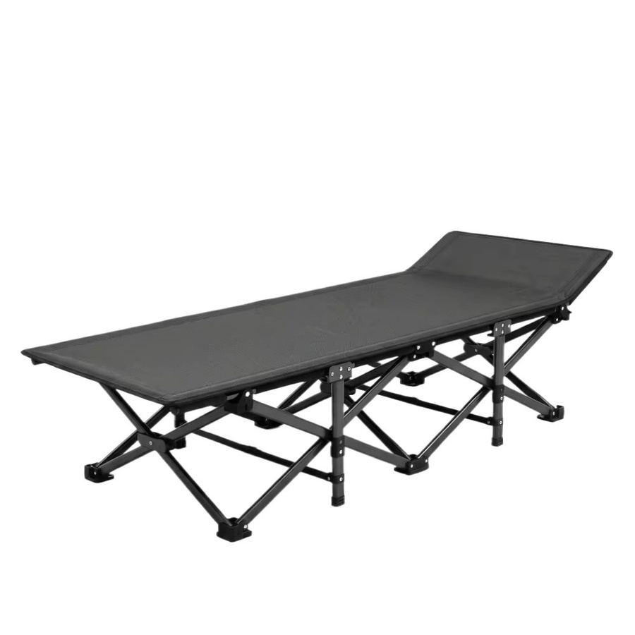MDUG Tragbares Klappbares Campingbett aus Metall und Textilene in Schwarz mit verstellbarer Kopfstütze, Tragkraft 150 kg - Bild 7
