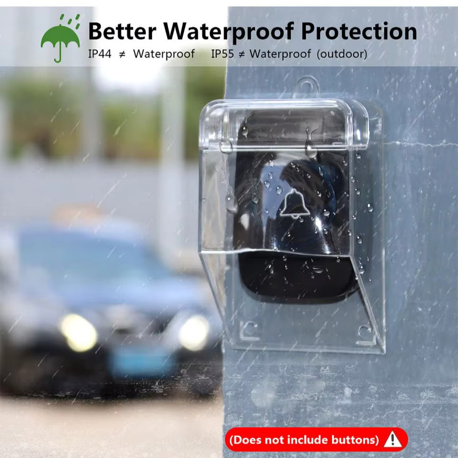 Wasserdichter Regenschutz für kabellose Türklingeln, transparente Abdeckung für den Außenbereich in Weiß, B/H/T: 11,1 x 6,1 x 5,2 cm - Bild 4