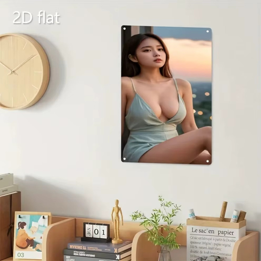 Retro Metallschild CIFBUY mit Koreanischem Anime-Mädchen für Wanddekoration in Café und Zuhause, Höhe: 30,0 cm, Breite: 20,0 cm - Bild 4