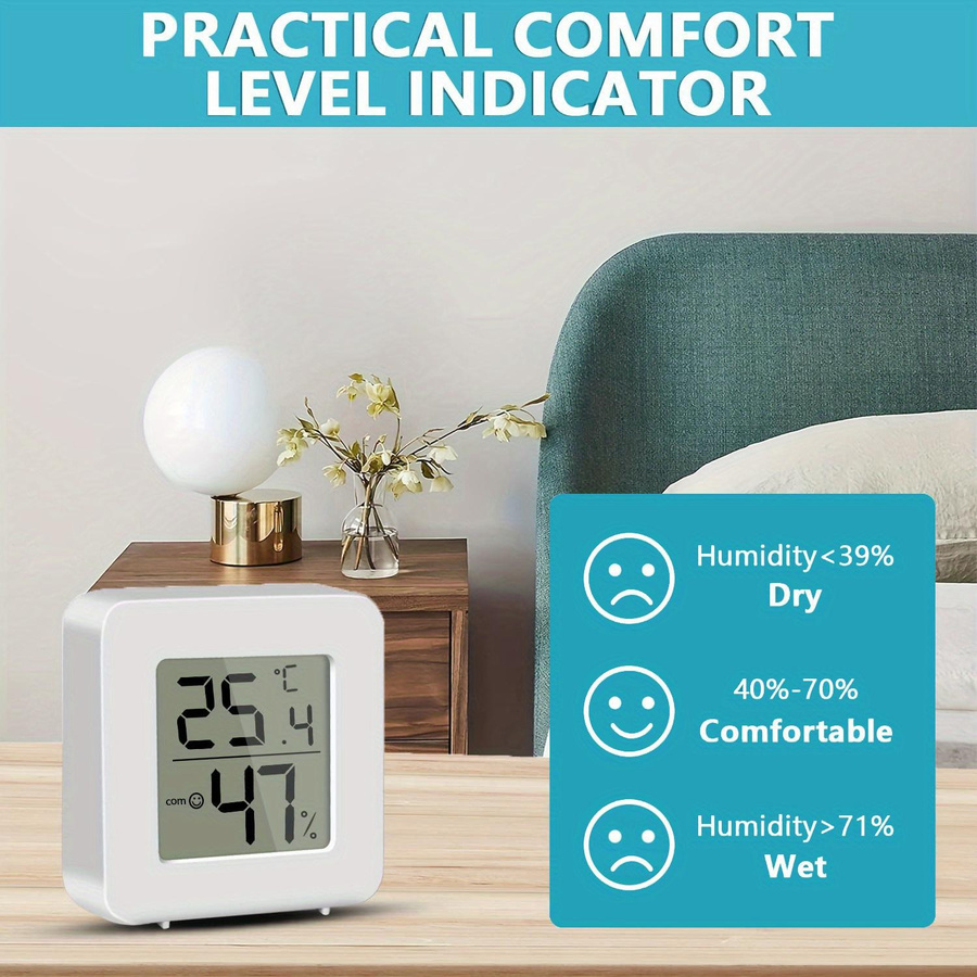 VAIKBY Set aus 2 Mini-LCD-Digitalthermometern und Hygrometern in Weiß (Celsius) - Bild 5