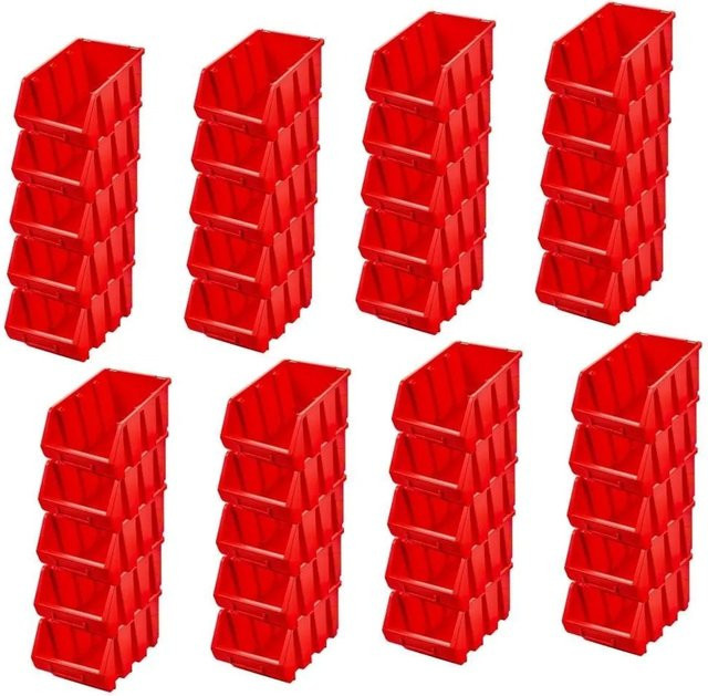 PROREGAL SuperSparSet mit 40 Sichtlagerboxen aus Polypropylen in Rot, H x B x T: 12,6 x 17 x 24 cm - Bild 1