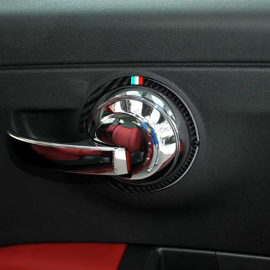 HENGYUESHANG Dekorative Türgriffmulden-Zierleiste aus Kohlefaser in Schwarz für Fiat Abarth 500 500C 500e 595 595C 695C - Bild 2