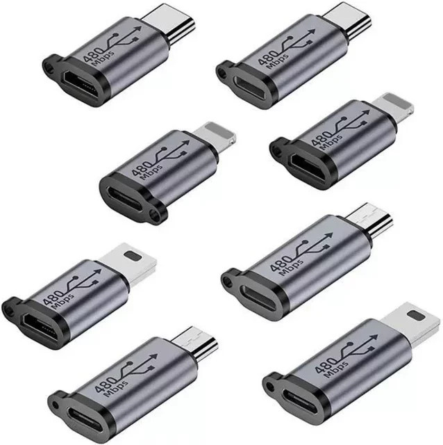 MACDOT USB Typ-C Adapter Set für iOS, Micro-USB und Mini-USB als Konverter für Xiaomi und Samsung Ladegeräte und Datenkabel - Bild 1