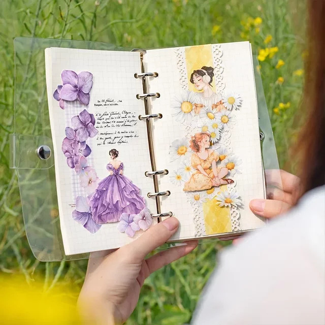 20 Stück Romantische Aufkleber für dein Handbuch mit Blumen, Herbstmotiven und Mädchenherz in Multicolour - Bild 1