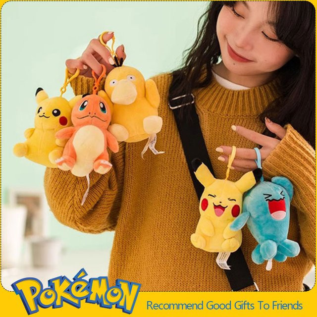 Pokémon Plüsch-Schlüsselanhänger, Pikachu Eevee Mew Bulbasaur Charmander Snorlax Psyduck - Bild 1