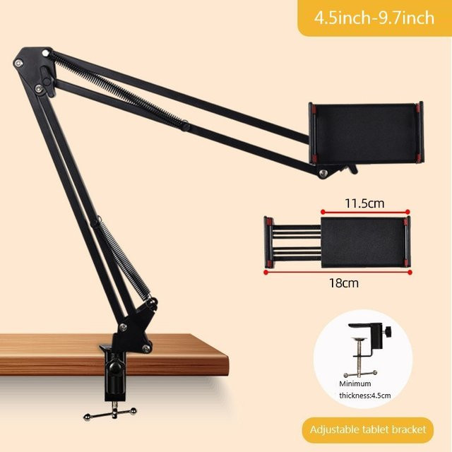 XMSJ iPad-Halterung für das Bett mit 360 Grad Rotation, Metall-Desktop-Halterung mit 70 cm Arm für Smartphones und Tablets von 4,5 bis 9,7 Zoll, erhältlich in Schwarz oder Grün - Bild 1