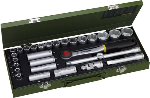 Proxxon Steckschlüsselsatz Industrial 1/2 Zoll, 29-teilig, Stahl, grün - Bild 1