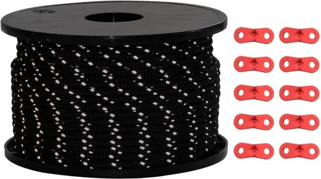 vidaXL Zeltleine Reflektierend in Schwarz mit Seilspannern, Länge: 50 m, Durchmesser: 5 mm - Bild 1