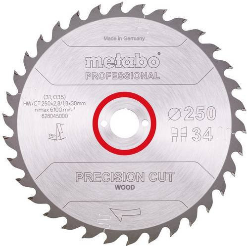 Metabo Kreissägeblatt Precision Cut Wood Professional für Holz und Metall, Durchmesser: 250 mm, Farbe: Silber - Bild 1