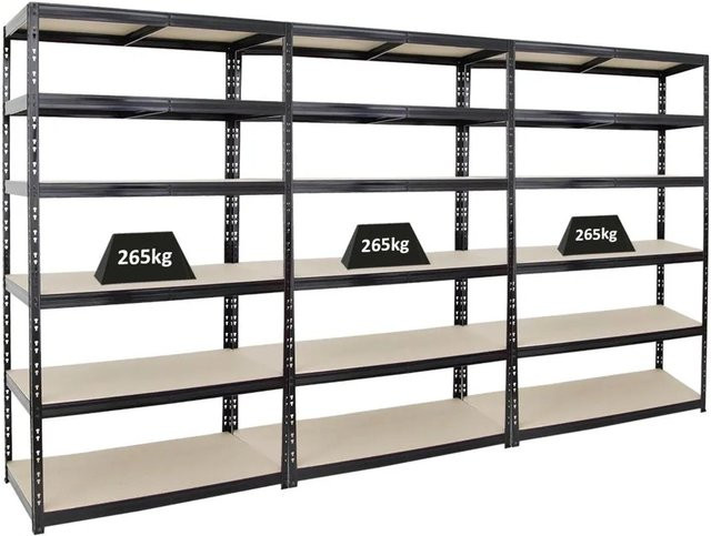 PROREGAL Schwerlastregal Giant Tiger XL Set aus 3 Regalen, Schwarz, 6 Ebenen, H x B x T: 220 x 120 x 60 cm - Bild 1