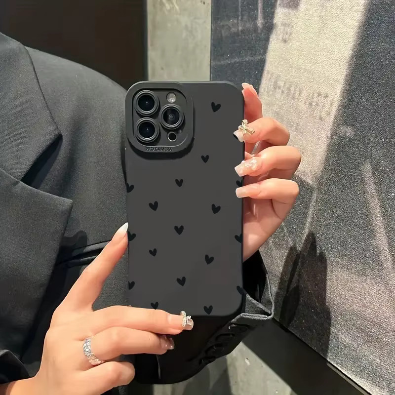 Schwarze Silikon-Handyhülle mit Liebesherz als stoßfestes Softcover für Apple iPhone Modelle - Bild 3