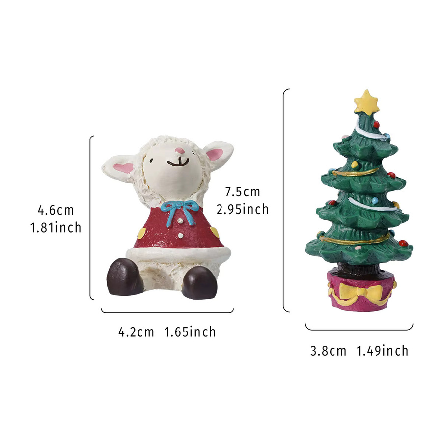 2-teiliges Weihnachtsset aus Harz mit Weihnachtslämmern und Weihnachtsbaum-Dekoration für deine festliche Heimdekoration - Bild 3
