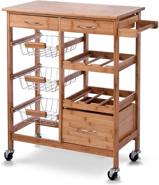 Zeller Küchenrollwagen aus Bambus in Natur und Braun, B/T/H: 66 x 36 x 84 cm - Bild 1