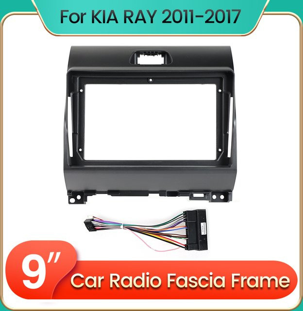 NAVIFANS 9-Zoll Android Autoradio Rahmenadapter für KIA Ray inklusive Netzkabel-Set, Schwarz - Bild 1