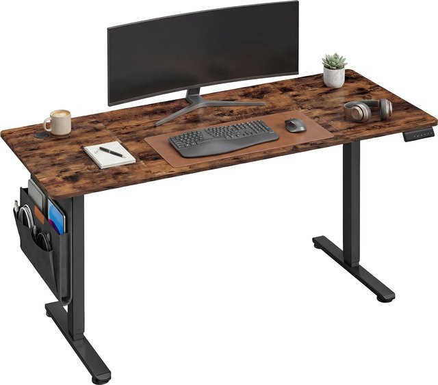 SONGMICS Höhenverstellbarer Schreibtisch in Braun mit elektrischem Motor und Memory-Funktion, Breite: 160 cm, Tiefe: 70 cm - Bild 1