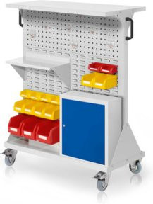 Kappes RasterMobil Gr. 3 Rollbarer Werkstattwagen mit 2 Loch- und 4 Schlitzplatten in Grau RAL 7035, Höhe: 127 cm - Bild 1