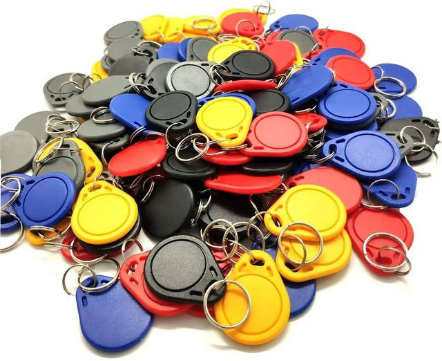 50 Stück Wiederbeschreibbare 13,56 MHz RFID UID Keyfobs in Blau und Multicolour zum Kopieren und Beschreiben von IC Karten - Bild 1