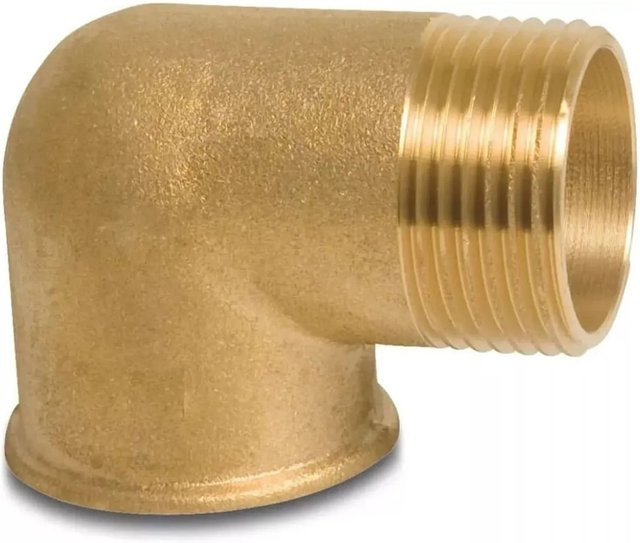 Klasebo Messing Winkel 90 Grad Gewindefitting 1 1/2 Zoll IG x 1 1/2 Zoll AG in Gold - Bild 1