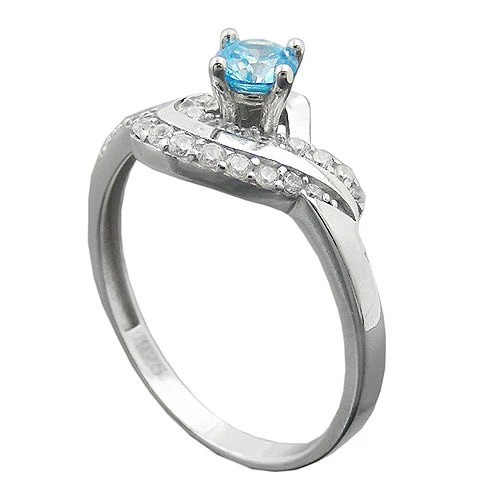 SIGO Ring 925 Silber, Zirkonia, aqua/weiß, Größe 56 - Bild 1