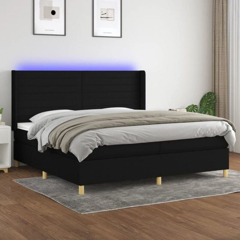 vidaxl Boxspringbett mit Matratze in Schwarz aus Stoff und Holzwerkstoff B/T: 200 x 200 cm - Bild 1
