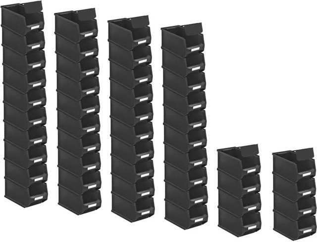 PROREGAL SuperSparSet 48 Stück Leitfähige ESD Sichtlagerbox 3.0 mit Abdeckung, Schwarz, H x B x T: 12,5 x 14,5 x 23,5 cm, 2,8 Liter - Bild 1
