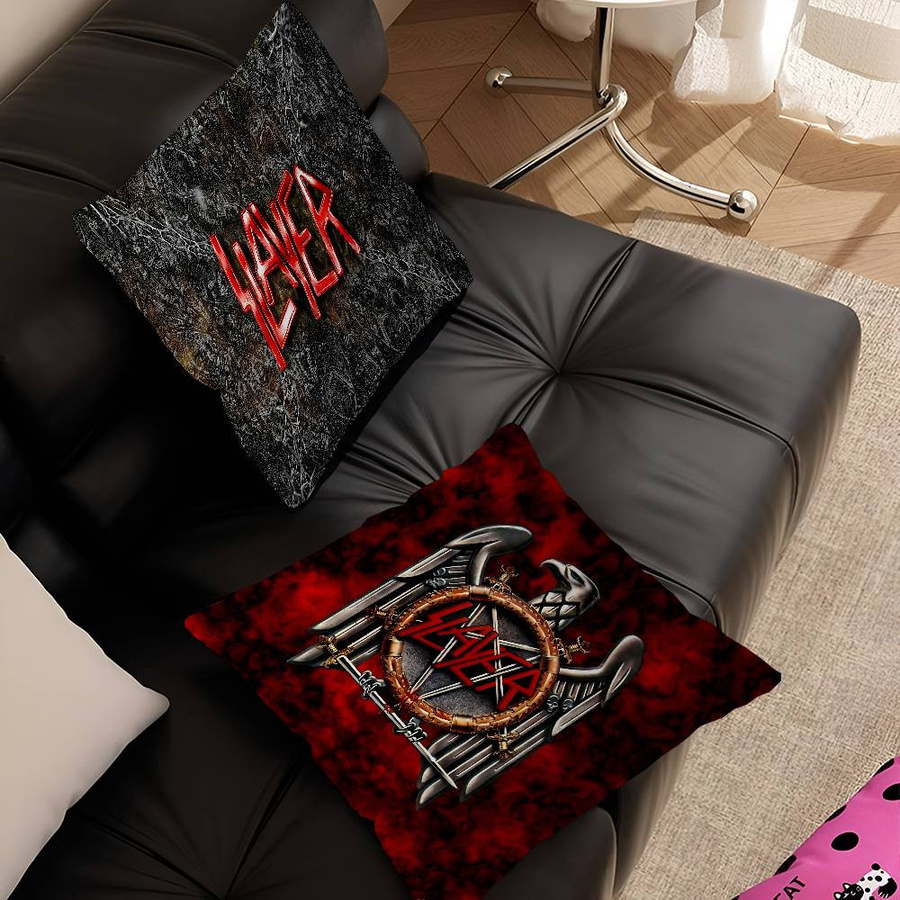 S-Slayer Heavy Metal Band Kissenbezug aus Peach Skin für Sofa und Wohnzimmer, B/H: 18 x 18 cm - Bild 4