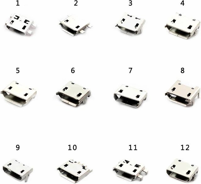 60er Set Micro USB 5PIN DIP Buchsen in Silber für Reparatur und SMD-Löten von Huawei und Samsung Geräten - Bild 1