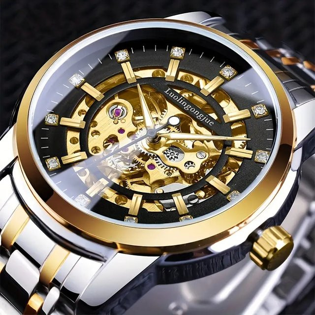 LUOLINGONGJUE Armbanduhr Automatik, Legierung, Weiß, Diamantbesetzt, Herren - Bild 1