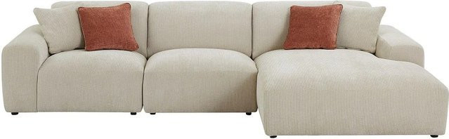 Maison Céphy Ecksofa Tirono in Beige mit Cord-Bezug und L-Form ohne Schlaffunktion - Bild 1