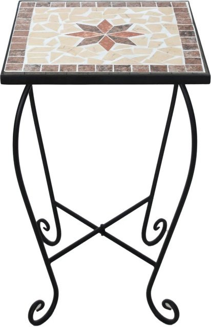 DELUKE Blumenhocker ALMA 3er Set in Schwarz aus Eisen und Keramik mit Mosaikdesign als Pflanzenständer und Pflanzenregal für Innen und Außen, B/T/H: 35 x 35 x 57,5 cm - Bild 1