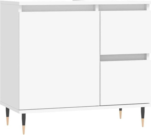 vidaXL Badschrank Weiß im industriellen Stil aus Holzwerkstoff und Eisen, B/T/H: 65 x 33 x 60 cm - Bild 1