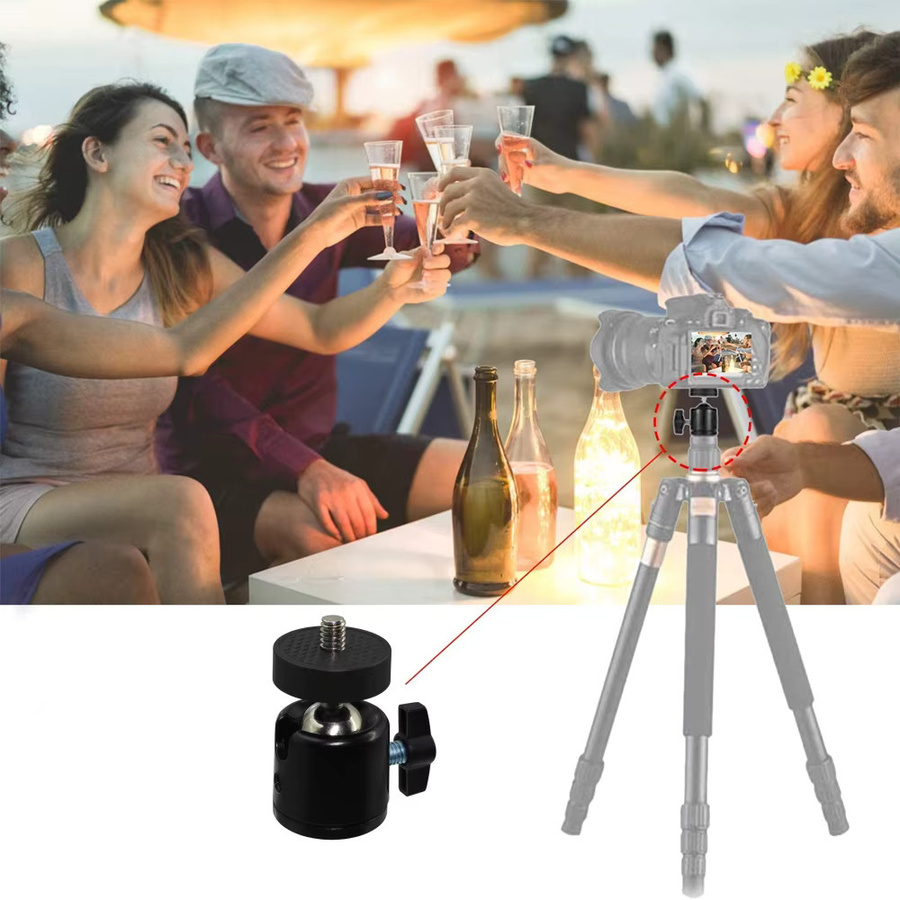 AKwing Verstellbare Rotationshalterung aus Aluminiumlegierung mit Kugelkopf-Adapter in Schwarz für DJI Insta360 GoPro und Action-Kameras - Bild 4