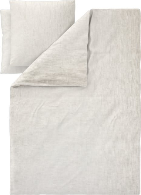 LIVARNO Musselin-Bettwäsche aus Baumwolle in Beige mit Bettbezug und Kissenbezug, B/H: 200 x 220 cm, Kissen: 80 x 80 cm - Bild 1