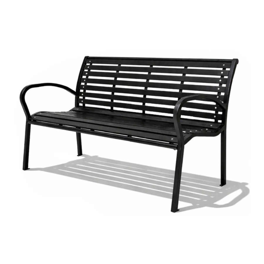 BERLINLODGE Gartenbank MYKONOS 3-Sitzer in Holzoptik aus Kunststoff und Metall, Schwarz, B/T/H: 126 x 80 x 60 cm - Bild 2