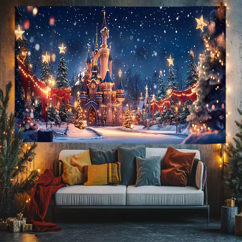 VIKAMA Wandteppich Weihnachten mit Weihnachtsmann und Weihnachtsbaum zur Dekoration für Wohnzimmer und Schlafzimmer - Bild 3