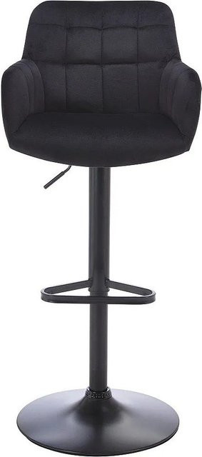 Vente-unique Barhocker Pega Schwarz mit Samtbezug und Metallgestell, Höhe: 50 cm - Bild 1