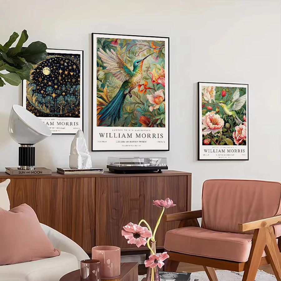 Selbstklebendes William Morris Poster in Floral Art Nouveau Design, wasserfester Papieraufkleber für deine Wanddekoration, Mehrfarbig - Bild 2